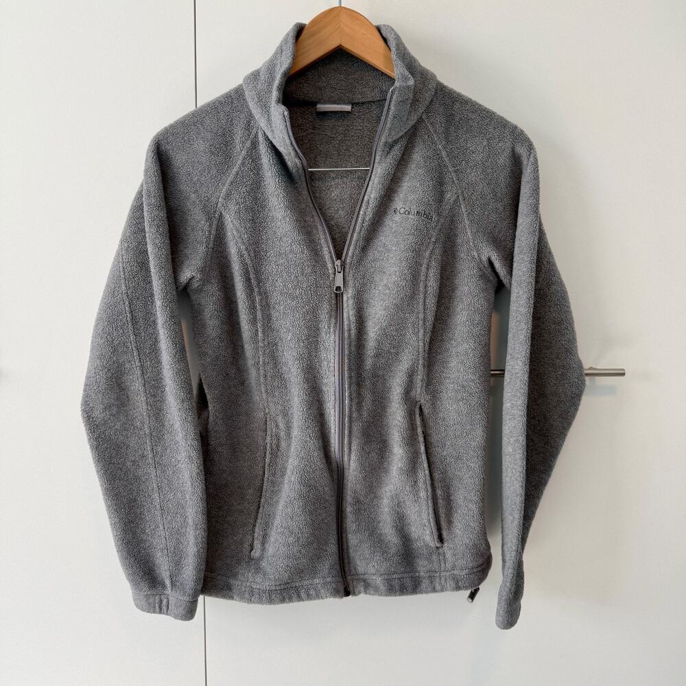 Columbia Women’s Benton Springs Fleece Jacket Gray Full Zip Size Small Pockets
